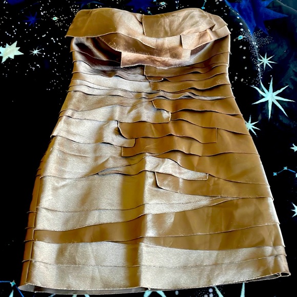 bebe, strapless mini dress, size small, Bronze color - Picture 1 of 7
